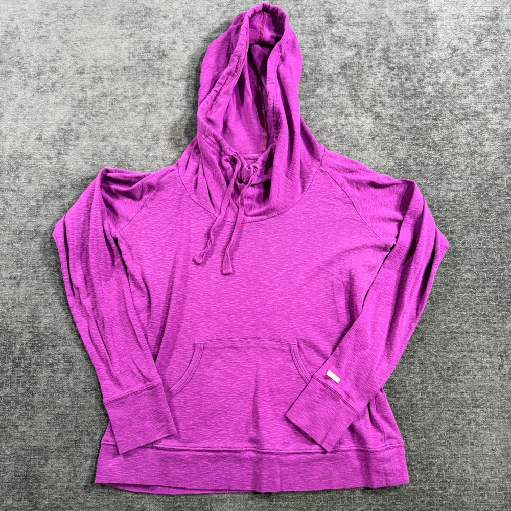 Columbia Womens Purple Slub Knit Cowl Neck Hoodie Thumbhole AL6112 Small